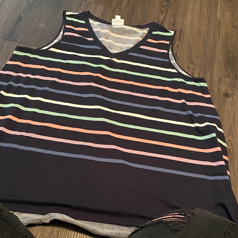 LuLaRoe Multicolor Striped V-Neck Tank Top